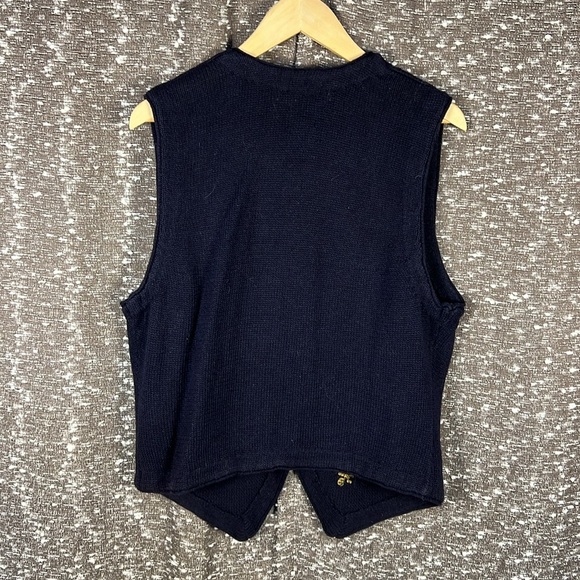 IVY Hand Gold Embroidered Beaded Blue Sweater Vest - Picture 6 of 6